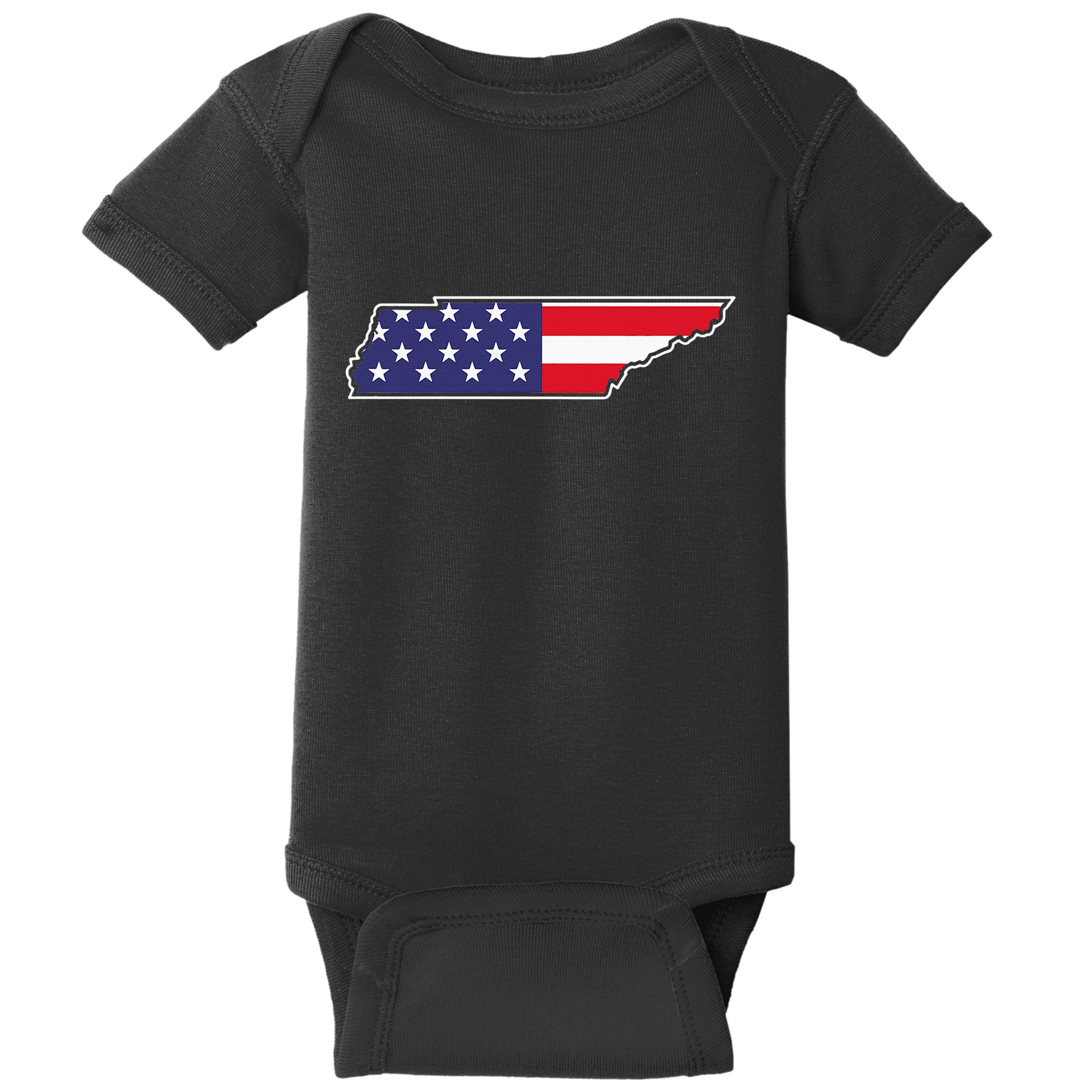 Tennessee USA Flag State Outline Patriotic American Baby Bodysuit