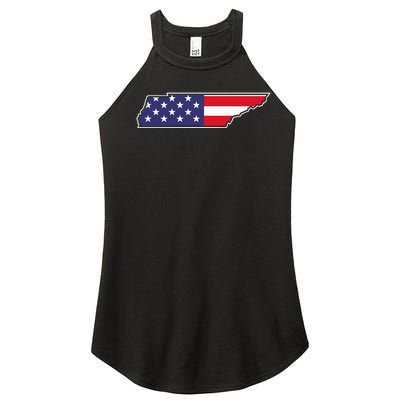 Tennessee USA Flag State Outline Patriotic American Women’s Perfect Tri Rocker Tank