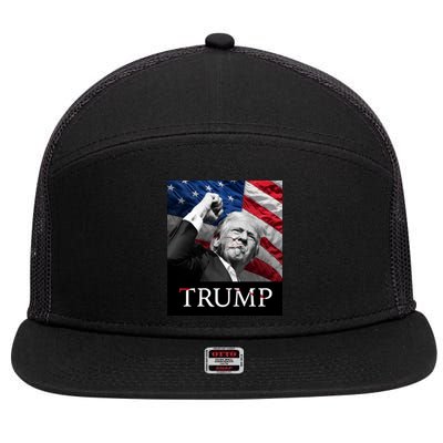 Trump Us Flag Donald Trump Election Rally Shooting 2024 7 Panel Mesh Trucker Snapback Hat