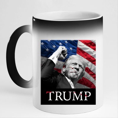 Trump Us Flag Donald Trump Election Rally Shooting 2024 11oz Black Color Changing Mug