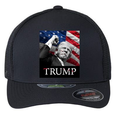 Trump Us Flag Donald Trump Election Rally Shooting 2024 Flexfit Unipanel Trucker Cap