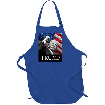 Trump Us Flag Donald Trump Election Rally Shooting 2024 Full-Length Apron With Pockets