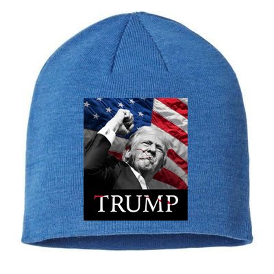 Trump Us Flag Donald Trump Election Rally Shooting 2024 Sustainable Beanie