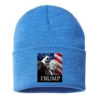 Trump Us Flag Donald Trump Election Rally Shooting 2024 Sustainable Knit Beanie