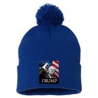 Trump Us Flag Donald Trump Election Rally Shooting 2024 Pom Pom 12in Knit Beanie