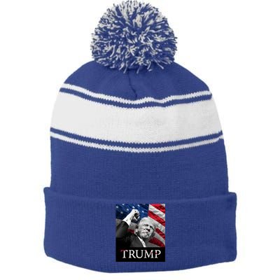 Trump Us Flag Donald Trump Election Rally Shooting 2024 Stripe Pom Pom Beanie