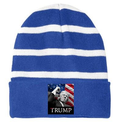 Trump Us Flag Donald Trump Election Rally Shooting 2024 Striped Beanie with Solid Band