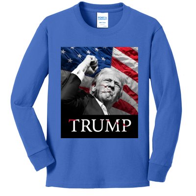 Trump Us Flag Donald Trump Election Rally Shooting 2024 Kids Long Sleeve Shirt