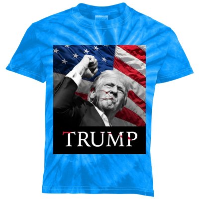 Trump Us Flag Donald Trump Election Rally Shooting 2024 Kids Tie-Dye T-Shirt