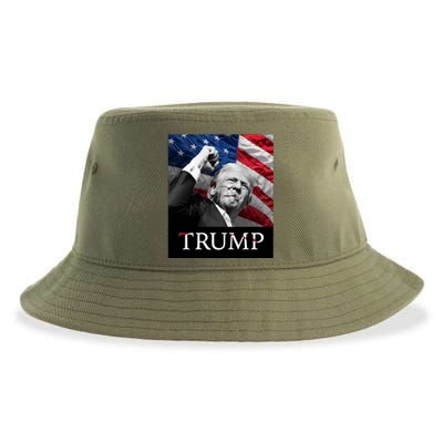 Trump Us Flag Donald Trump Election Rally Shooting 2024 Sustainable Bucket Hat