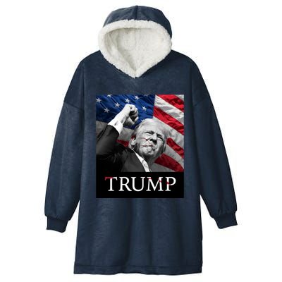 Trump Us Flag Donald Trump Election Rally Shooting 2024 Hooded Wearable Blanket