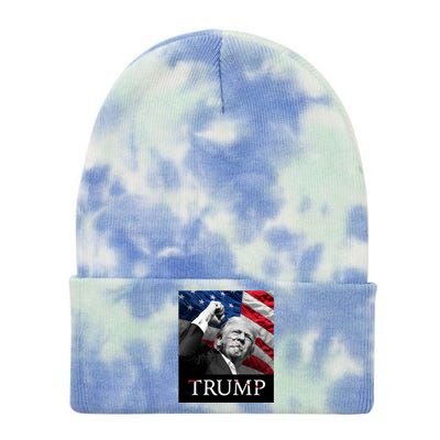 Trump Us Flag Donald Trump Election Rally Shooting 2024 Tie Dye 12in Knit Beanie