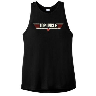 Top Uncle Funny Vintage 80's Uncle 80s 1980 Ladies PosiCharge Tri-Blend Wicking Tank