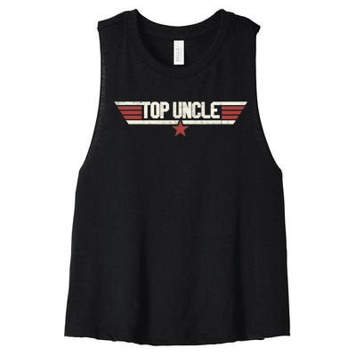 Top Uncle Funny Vintage 80's Uncle 80s 1980 Women's Racerback Cropped Tank