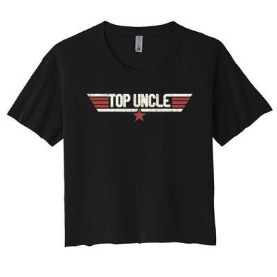 Top Uncle Funny Vintage 80's Uncle 80s 1980 Women's Crop Top Tee