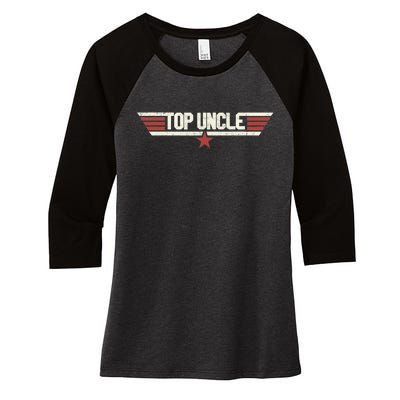 Top Uncle Funny Vintage 80's Uncle 80s 1980 Women's Tri-Blend 3/4-Sleeve Raglan Shirt