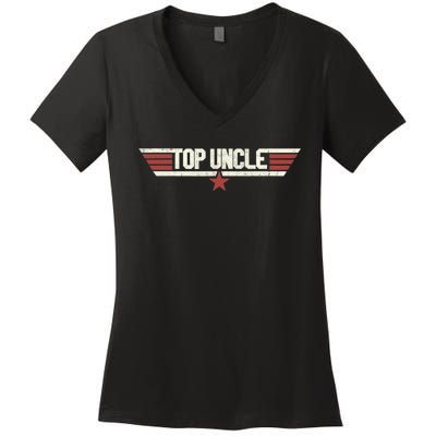 Top Uncle Funny Vintage 80's Uncle 80s 1980 Women's V-Neck T-Shirt