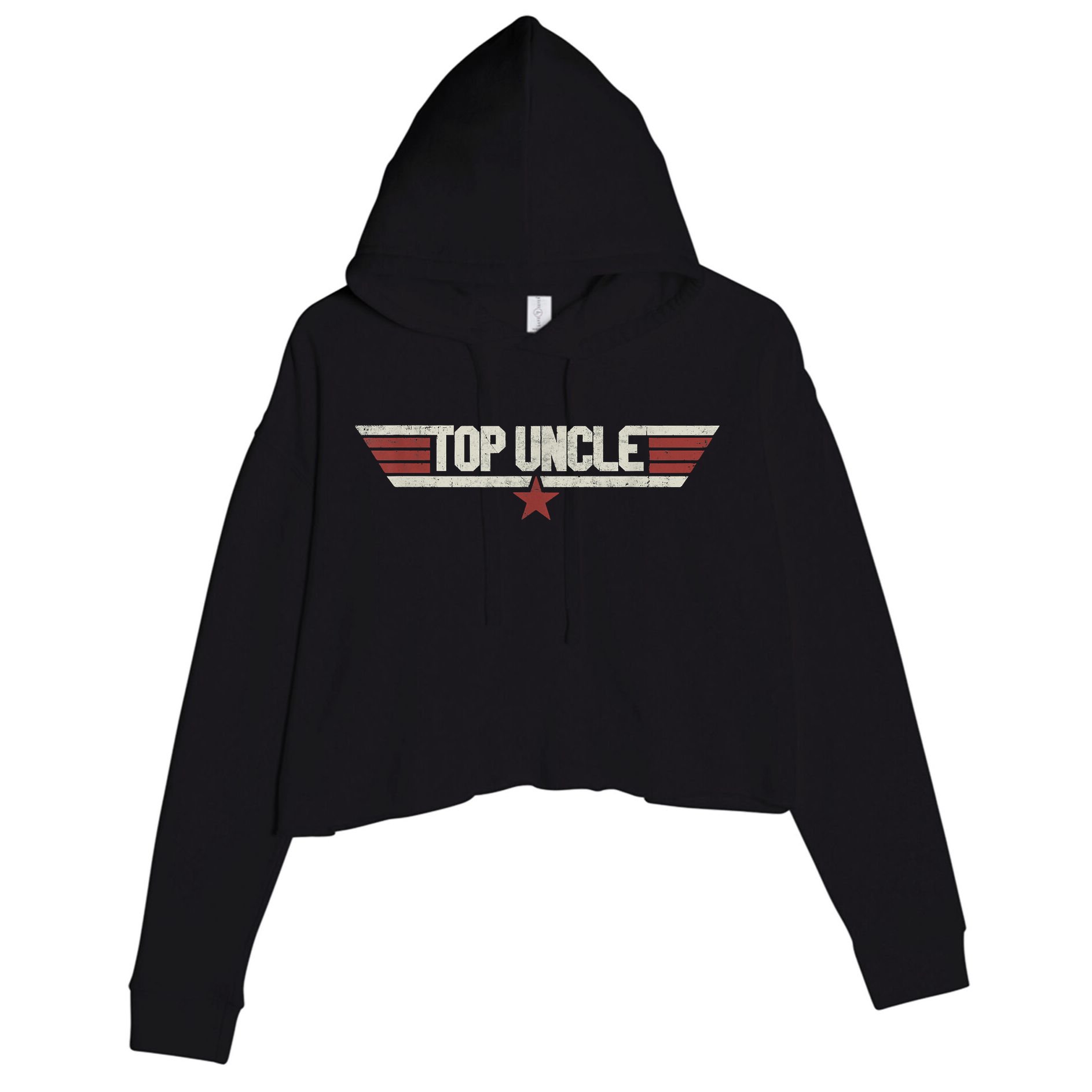 Top Uncle Funny Vintage 80's Gift Uncle 80s 1980 Crop Fleece Hoodie