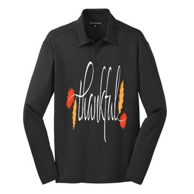 Thankful Unique Fall Thanksgiving Silk Touch Performance Long Sleeve Polo