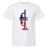 Trumpet Usa Flag Funny Trumpeter Musician 4th Of July Garment-Dyed Heavyweight T-Shirt