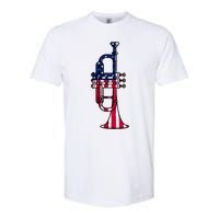 Trumpet Usa Flag Funny Trumpeter Musician 4th Of July Softstyle CVC T-Shirt