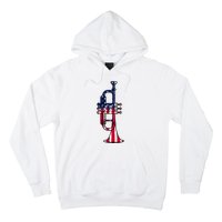 Trumpet Usa Flag Funny Trumpeter Musician 4th Of July Hoodie