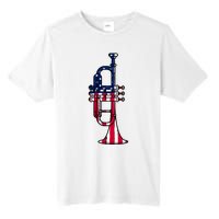 Trumpet Usa Flag Funny Trumpeter Musician 4th Of July Tall Fusion ChromaSoft Performance T-Shirt