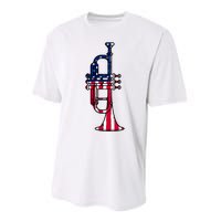 Trumpet Usa Flag Funny Trumpeter Musician 4th Of July Performance Sprint T-Shirt