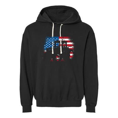 Tractor USA Flag design for Patriotic Farmer Garment-Dyed Fleece Hoodie