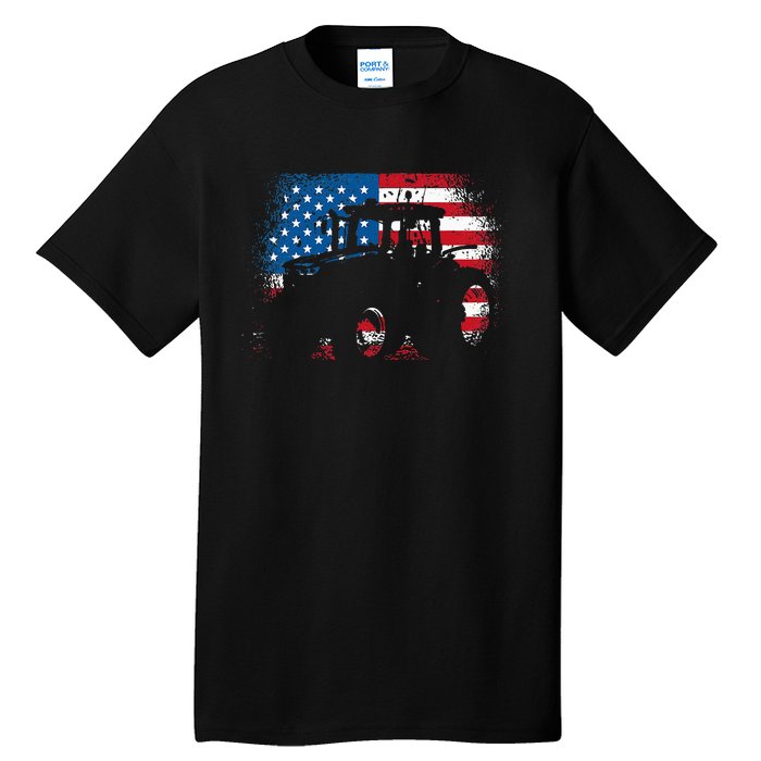 Tractor USA Flag design for Patriotic Farmer Tall T-Shirt