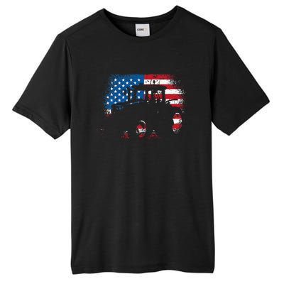 Tractor USA Flag design for Patriotic Farmer Tall Fusion ChromaSoft Performance T-Shirt