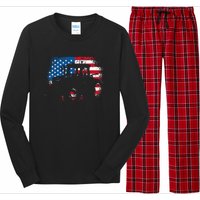 Tractor USA Flag design for Patriotic Farmer Long Sleeve Pajama Set