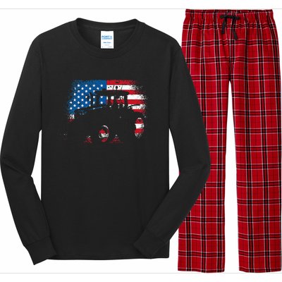 Tractor USA Flag design for Patriotic Farmer Long Sleeve Pajama Set