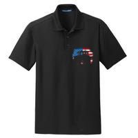 Tractor USA Flag design for Patriotic Farmer Dry Zone Grid Polo