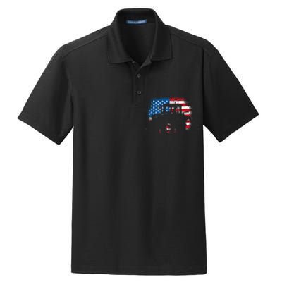 Tractor USA Flag design for Patriotic Farmer Dry Zone Grid Polo