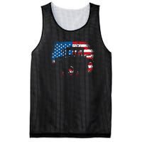 Tractor USA Flag design for Patriotic Farmer Mesh Reversible Basketball Jersey Tank