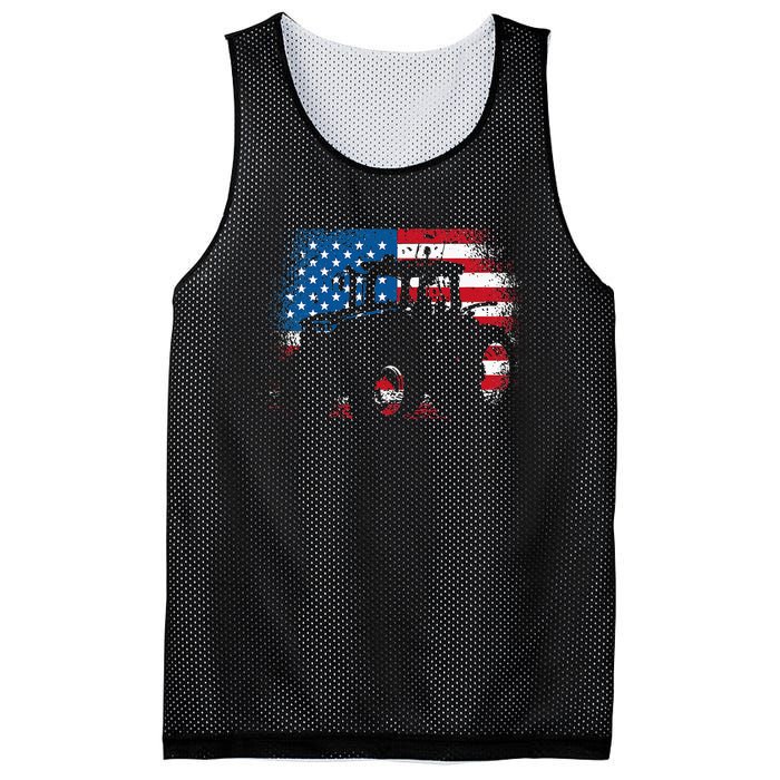 Tractor USA Flag design for Patriotic Farmer Mesh Reversible Basketball Jersey Tank