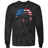 Tractor USA Flag design for Patriotic Farmer Tie-Dye Long Sleeve Shirt