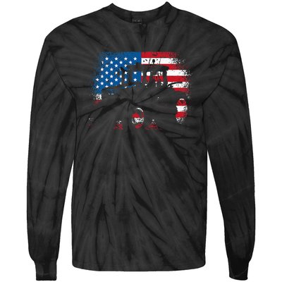 Tractor USA Flag design for Patriotic Farmer Tie-Dye Long Sleeve Shirt