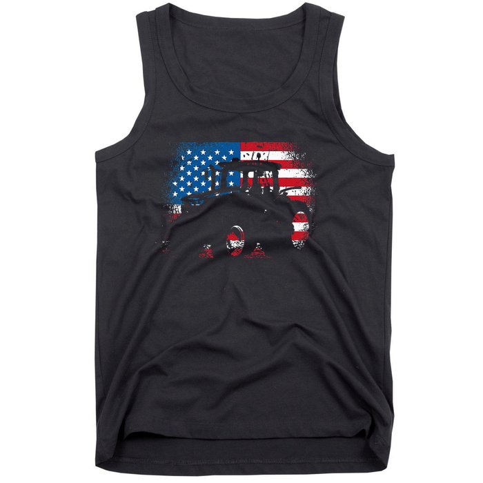 Tractor USA Flag design for Patriotic Farmer Tank Top