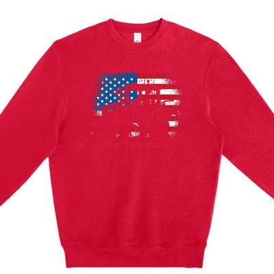 Tractor USA Flag design for Patriotic Farmer Premium Crewneck Sweatshirt