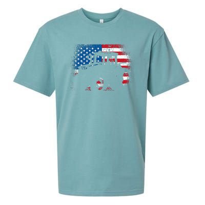 Tractor USA Flag design for Patriotic Farmer Sueded Cloud Jersey T-Shirt