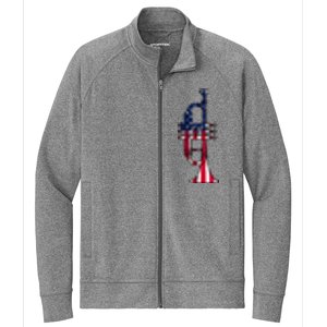 Trumpet Usa Flag Funny Trumpeter Musician 4th Of July Outfit Stretch Full-Zip Cadet Jacket