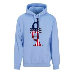 Trumpet Usa Flag Funny Trumpeter Musician 4th Of July Outfit Unisex Surf Hoodie