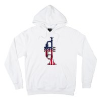 Trumpet Usa Flag Funny Trumpeter Musician 4th Of July Outfit Hoodie