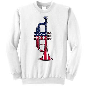 Trumpet Usa Flag Funny Trumpeter Musician 4th Of July Outfit Sweatshirt