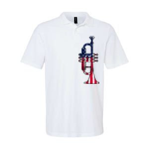 Trumpet Usa Flag Funny Trumpeter Musician 4th Of July Outfit Softstyle Adult Sport Polo