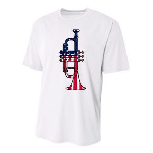 Trumpet Usa Flag Funny Trumpeter Musician 4th Of July Outfit Performance Sprint T-Shirt