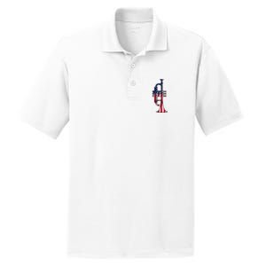 Trumpet Usa Flag Funny Trumpeter Musician 4th Of July Outfit PosiCharge RacerMesh Polo