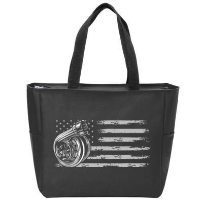 Turbo Us Flag Tuner Car Guy Car Enthusiast Racing Drifting Zip Tote Bag